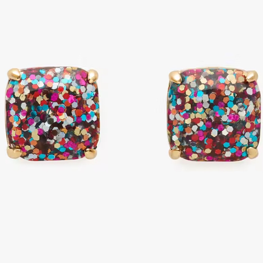 KATE SPADE Multicolor Confetti Glitter Square Stud Earrings Sparkle